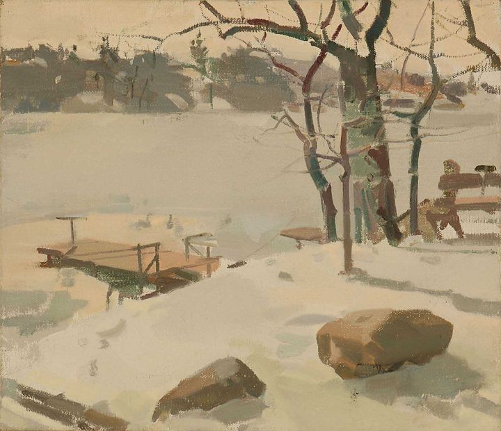 Untitled landscape, painting by C. Sperry Andrews III